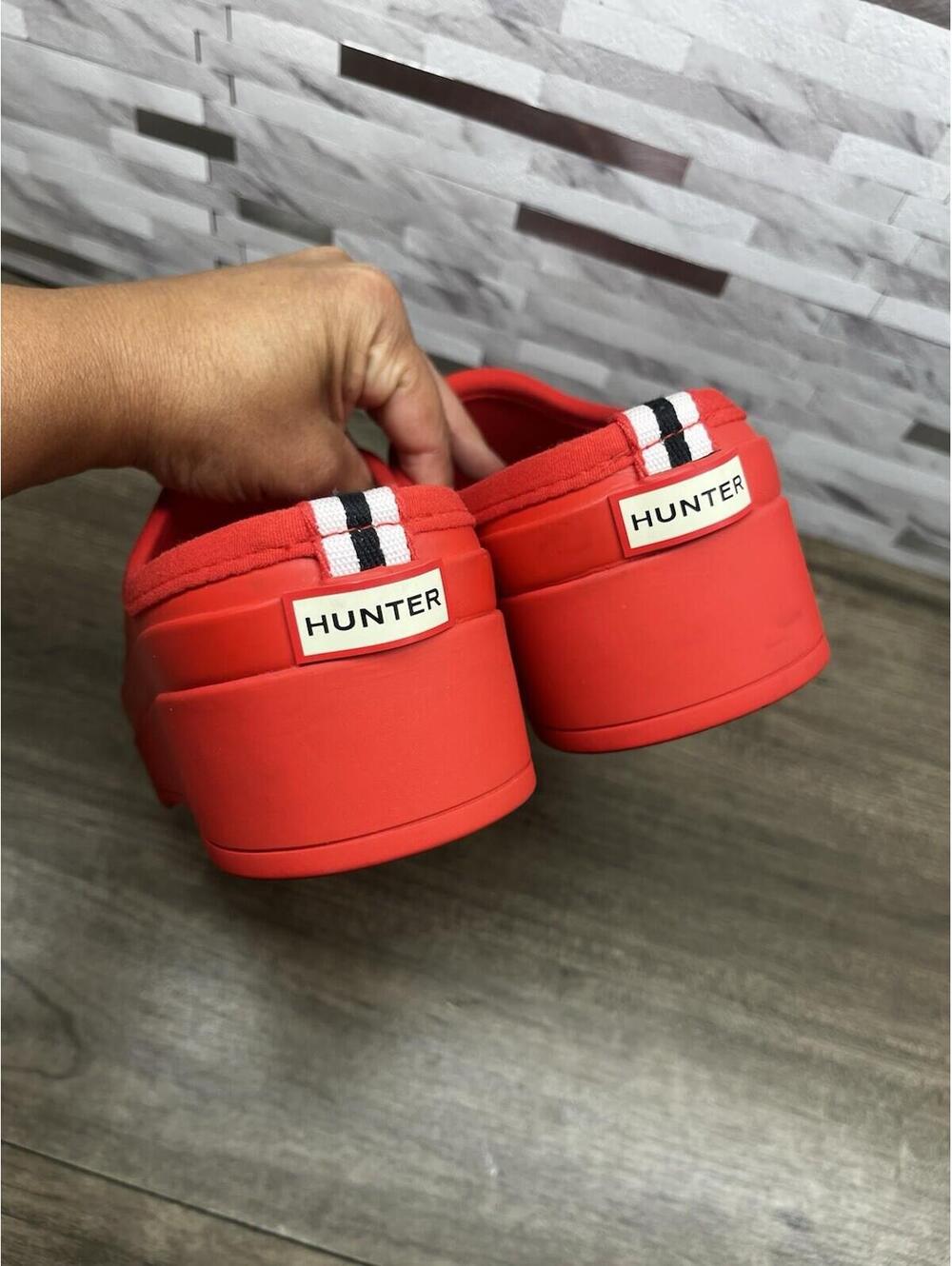 Hunter Original Play Clogs Women’s 11 Red Rubber Rain Shoes Garden Slip On - Picture 5 of 7
